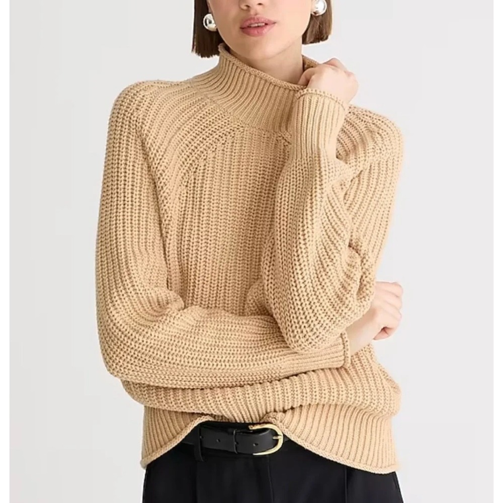J. Crew Womens Relaxed Rollneck Sweater Size S Sandy Beach Beige Winter Cabin